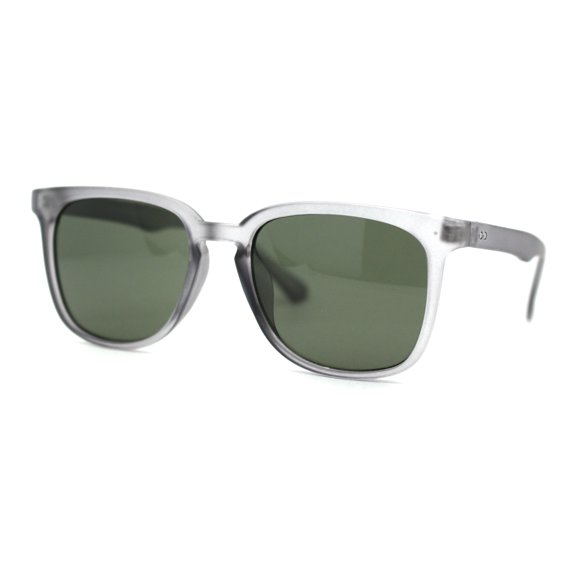 Classic Hipster Rectangular Keyhole Horn Rim Sunglasses Grey Green