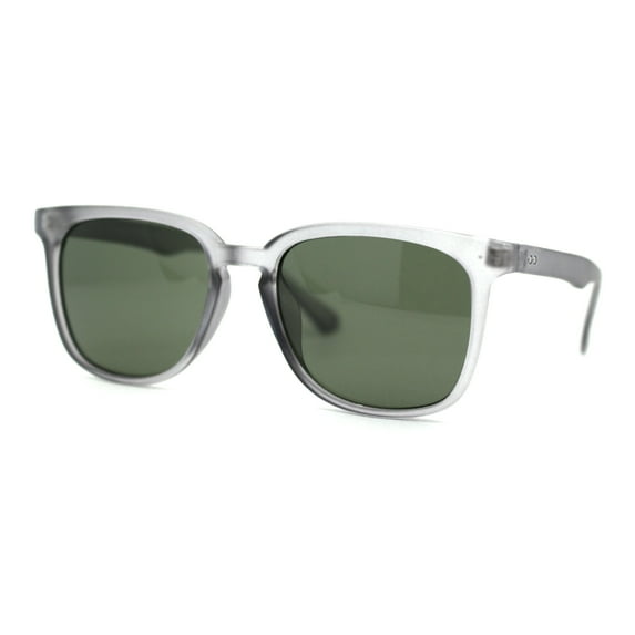 Classic Hipster Rectangular Keyhole Horn Rim Sunglasses Grey Green