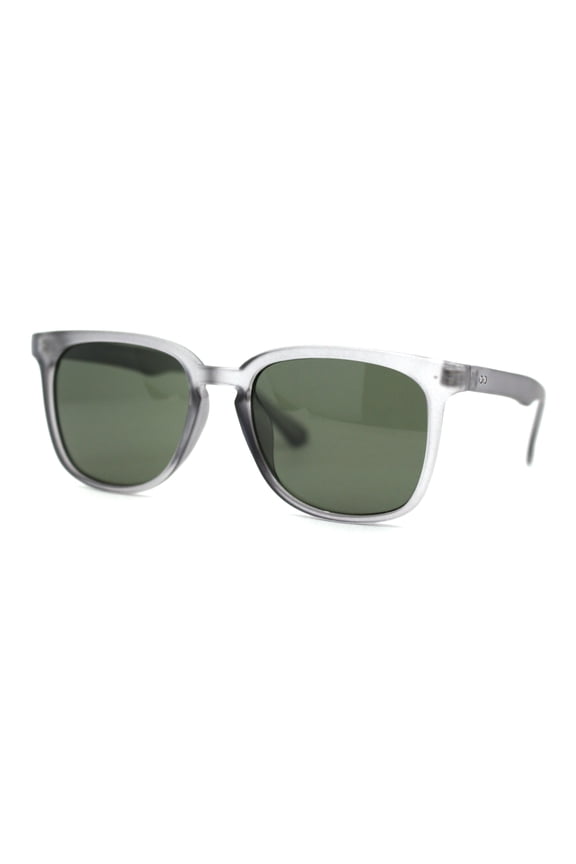 Classic Hipster Rectangular Keyhole Horn Rim Sunglasses Grey Green