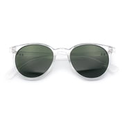 Classic Hipster Thin Plastic Horn Rim Normcore Round Fashion Sunglasses Clear - Green