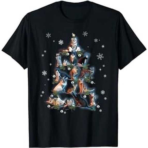 Classic Holiday Kitty Cat Christmas Tree Meowy Catmas! T-Shirt