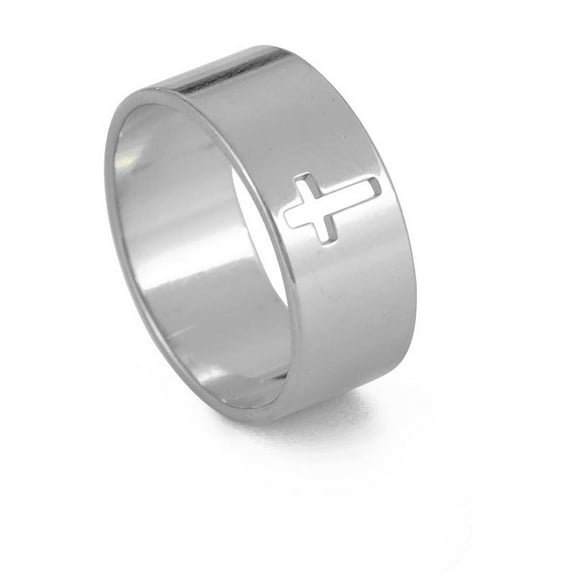 Unisex Stainless Steel Ring with Hollow Cross Design Electroplated Finish Durable Ring Stylish Band Ring for Men and Women Fashion Jewelry