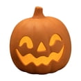 thumbnail image 1 of Classic Hollow Cutout Face Matte Plastic Pumpkin Light Holder LED Tea Light Compatible Halloween Mantel Entryway Tabletop Indoor Holiday Atmosphere Decor, 1 of 7