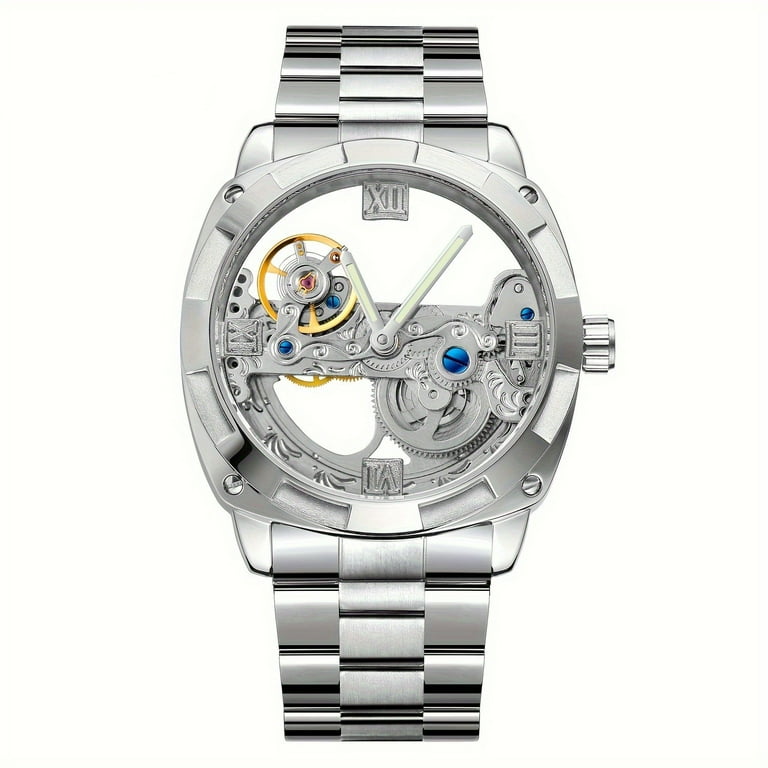 Classic Hollow Skeleton Mens Automatic Mechanical Watch