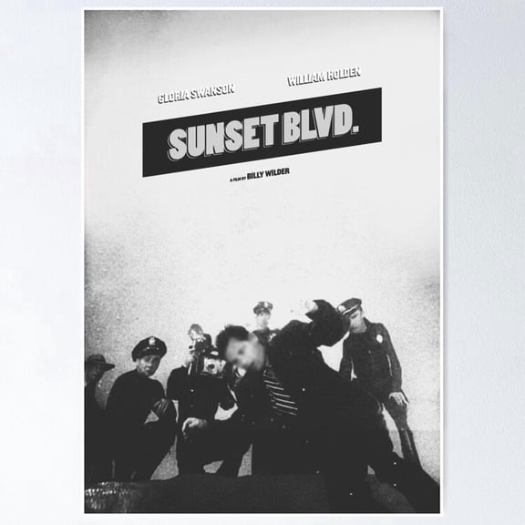 Classic Hollywood Film Noir Sunset Boulevard Alternative Cinema Graphic Art, Unframed Poster