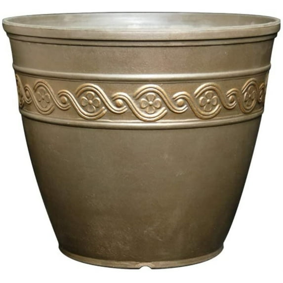 Classic Home 10" x 6" x 8.5" Round Bronze Resin Corinthian Plant Pot with Drainage Holes