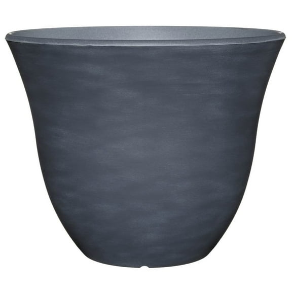 Classic Home 12.25" x 15" x 7" Round Zinc Gray Resin Flower Pot with Drainage Holes