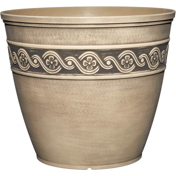 Classic Home 13" Round Concrete Grey Resin Corinthian Planter