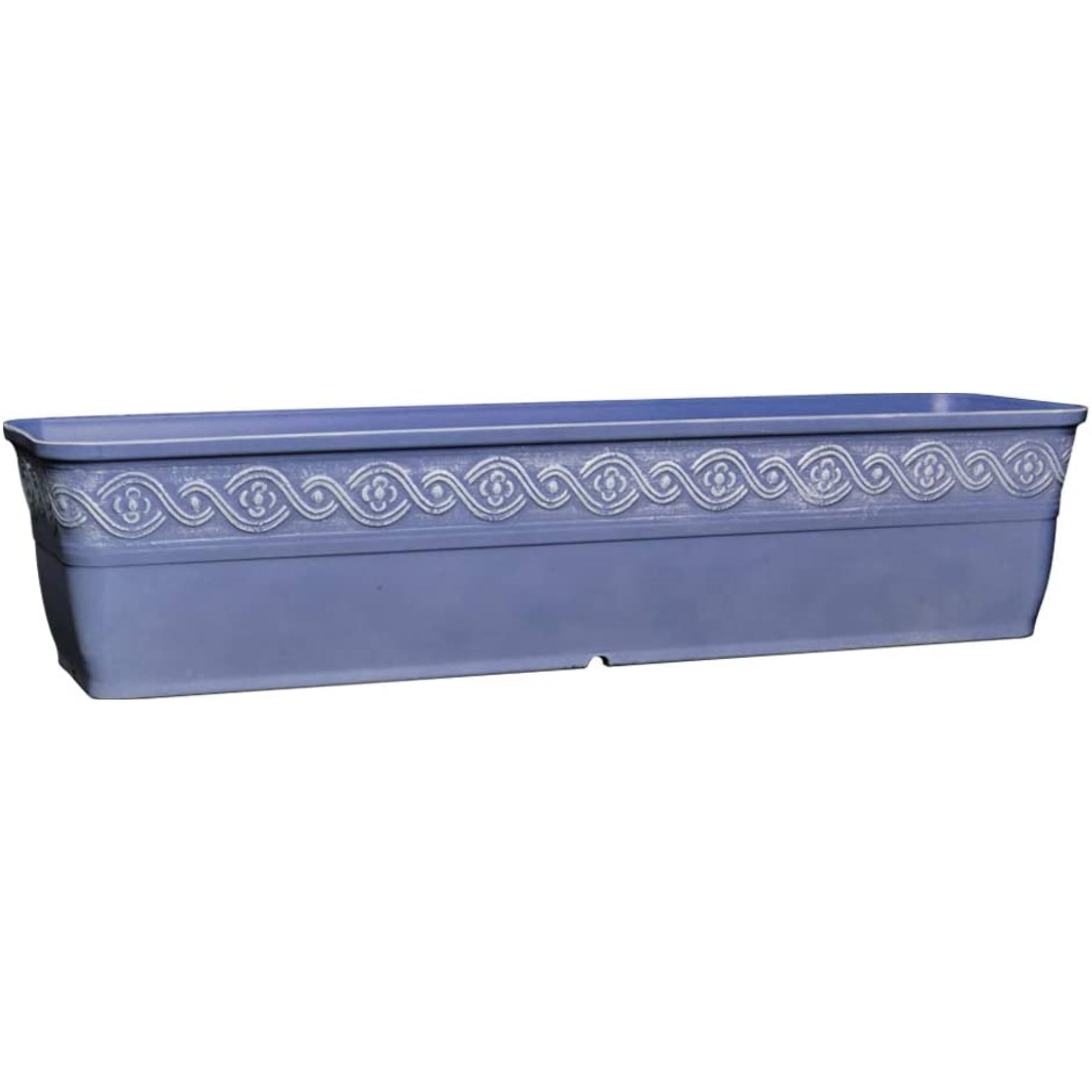 Slate Blue Resin Rectangle Planter with Classic Design, 18 Inches