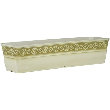 Classic Home 18” x 4” x 4.85” Rectangular Desert Tan Resin Corinthian Planter