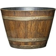 thumbnail image 1 of Classic Home and Garden Outdoor Round Whiskey Resin Flower Pot Barrel Planter, Distressed Oak Brown, 9", 1 of 4