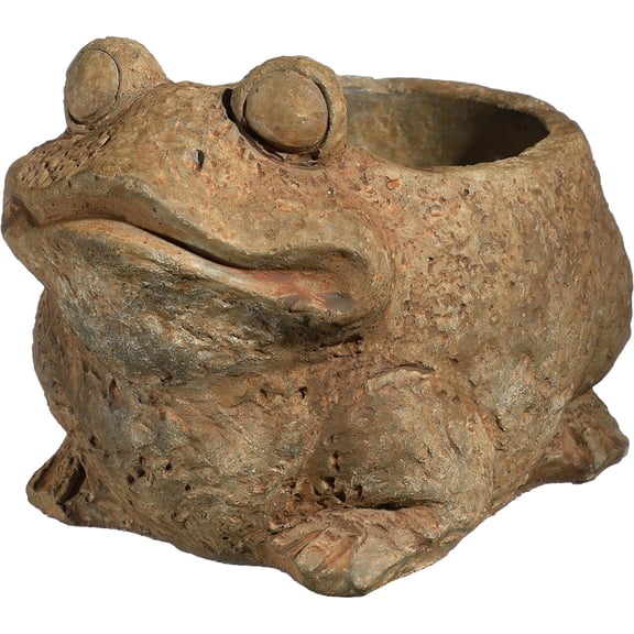 Classic Home Cement Buddies Rust Decorative Frog Planter Pot with Drainage Hole