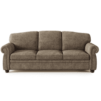 90" Nailhead Sofa, Rolled Arm Couch with Solid Legs, Chenille Fabric, Brown