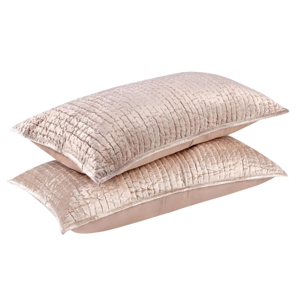 Bliss Pink Velvet King Quilt Set with Cotton Sateen Back