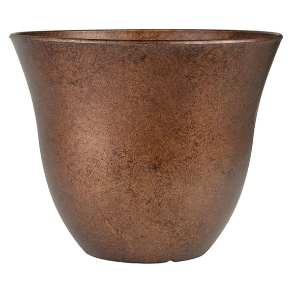 Honeysuckle Resin Flower Pot Planter - 13" Round Outdoor Indoor Plant Pot - Copper Finish