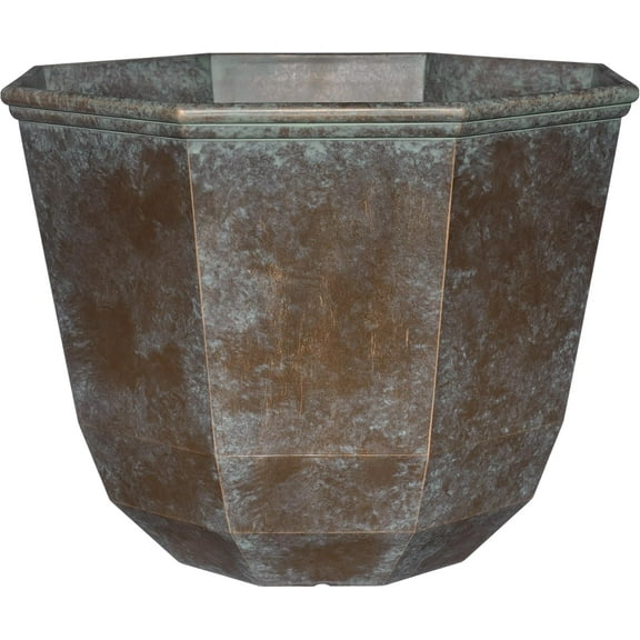 Classic Home and Garden Shaina Planting Pots - Lightweight Indoor & Outdoor Plant Pots - UV-Resistant Resin Flower Pots - Pot Planters for Flowers & Herbs (15 Weathered Copper)