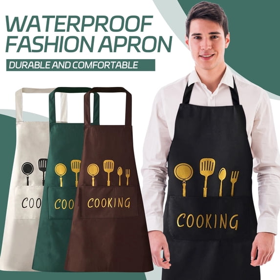 Classic Home Kitchen Apron for Cooking and Baking,Durable Bib Apron for Men and Women,Adjustable Neck Strap with Large Pockets for Grilling