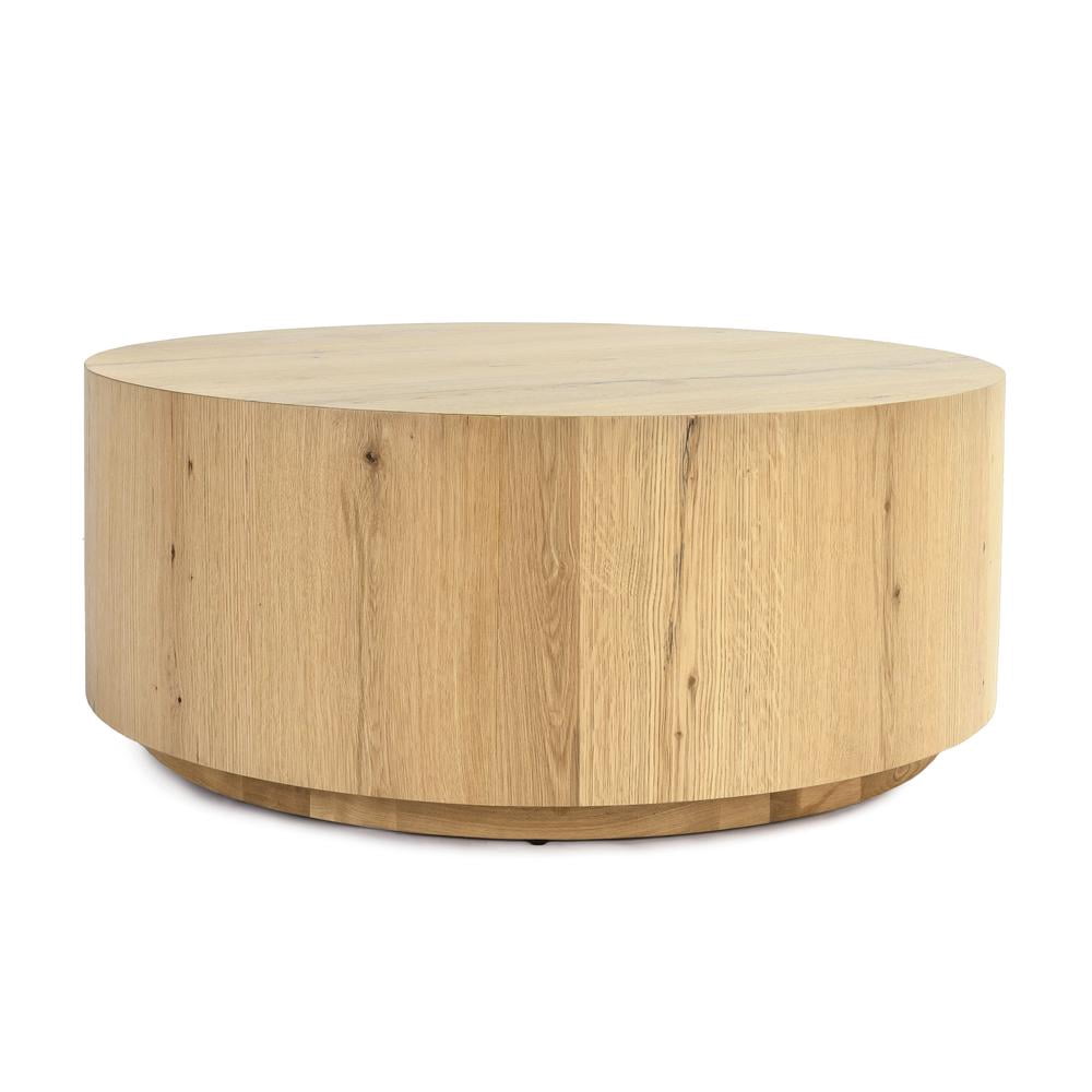 "Classic Home Layne 42"" Natural Wood Oak Round Coffee Table for Living ...