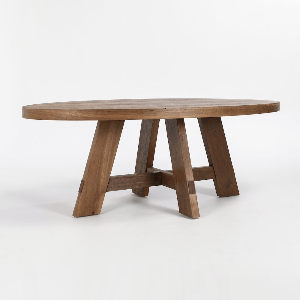 Santa Barbara Oval Honey Oak Veneer Dining Table with Acacia Wood Base