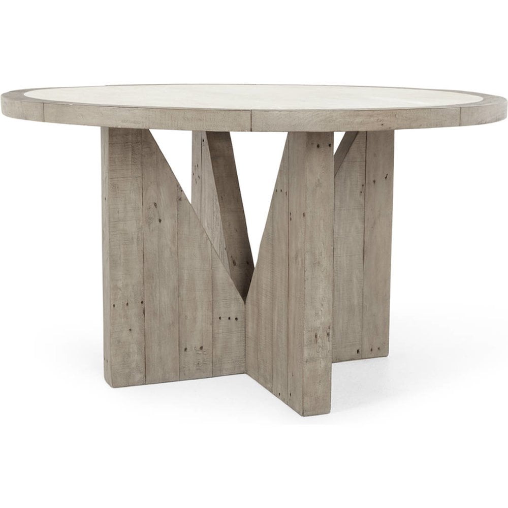 Vincent 55" Concrete Gray Reclaimed Pine Round Dining Table