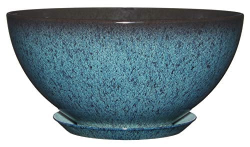 Indigo Speckle Resin 10" Oval Indoor/Outdoor Planter with Drainage