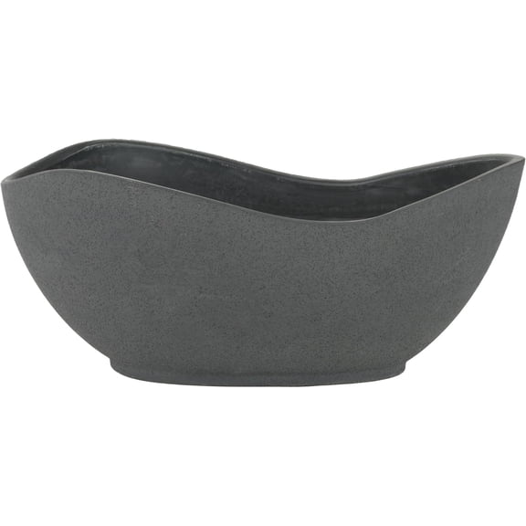 Classic Home and Garden Arc Unique Planter Bowl w/Drain Plug - UV Resistant Shallow Modern Plant Pot for Herbs (12 Concrete)