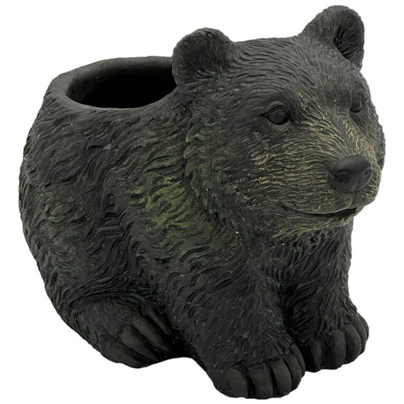 Classic Home and Garden Cement Buddies Indoor/Outdoor Planter with Drainage Hole, Bear, Dark Brown, 7"