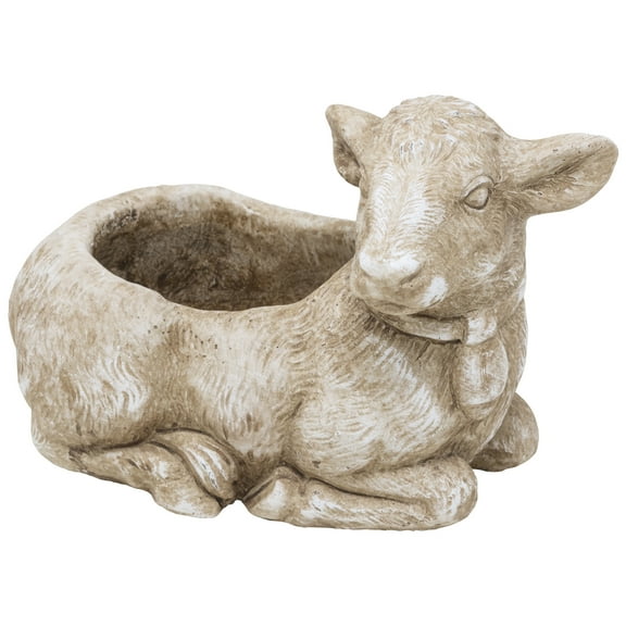 Classic Home and Garden Cement Buddies Indoor/Outdoor Planter with Drainage Hole, Cow, Beige, Small, 6"