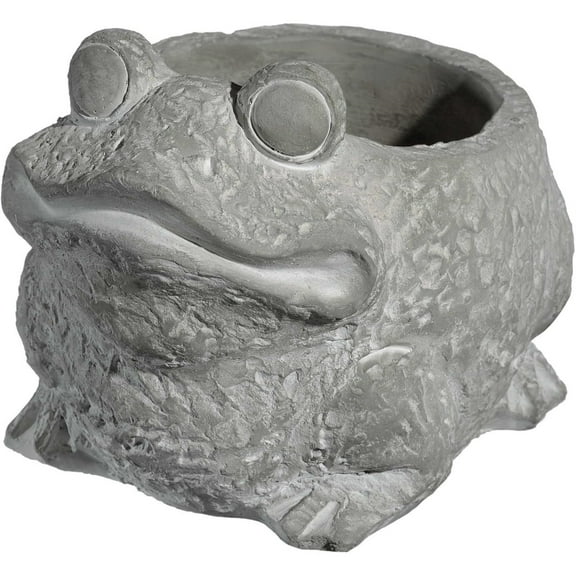 Classic Home and Garden Cement Buddies Indoor Outdoor Planter with Drainage Hole, Frog, Natural Gray, Large, 8in