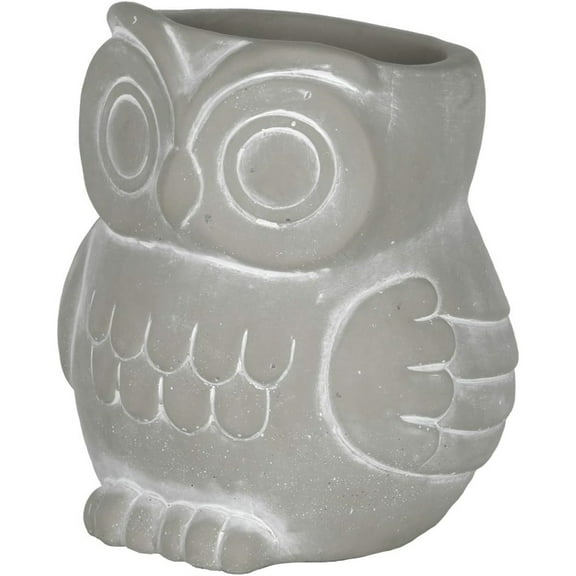Classic Home and Garden Cement Buddies Indoor/Outdoor Planter with Drainage Hole, Owl, Large, Gray, 5.5"