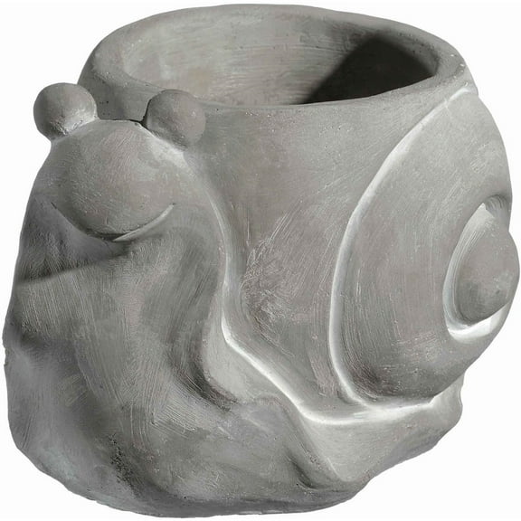 Classic Home and Garden Cement Buddies Indoor Outdoor Planter with Drainage Hole, Smiling Snail, Natural Gray, Small, 6in
