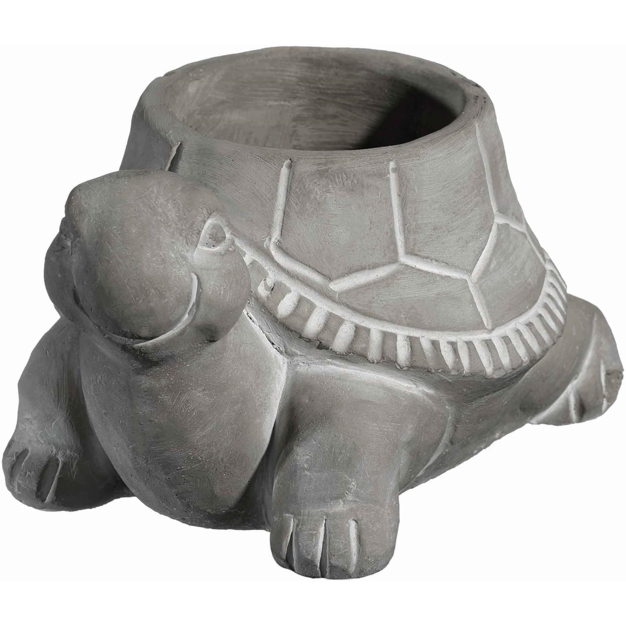 Small Gray Cement Turtle Indoor/Outdoor Planter with Drainage Hole