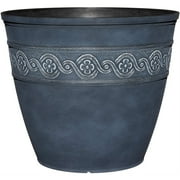 Classic Home and Garden Indoor/Outdoor Round Corinthian Resin Flower Pot Planter, Storm Blue, 10"