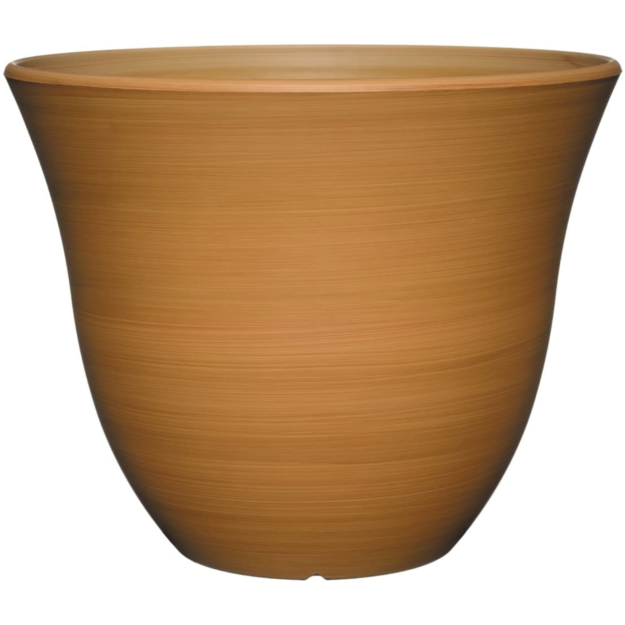 Classic Home and Garden Indoor/Outdoor Round Honeysuckle Resin Flower Pot Planter, Bamboo Brown, 13"