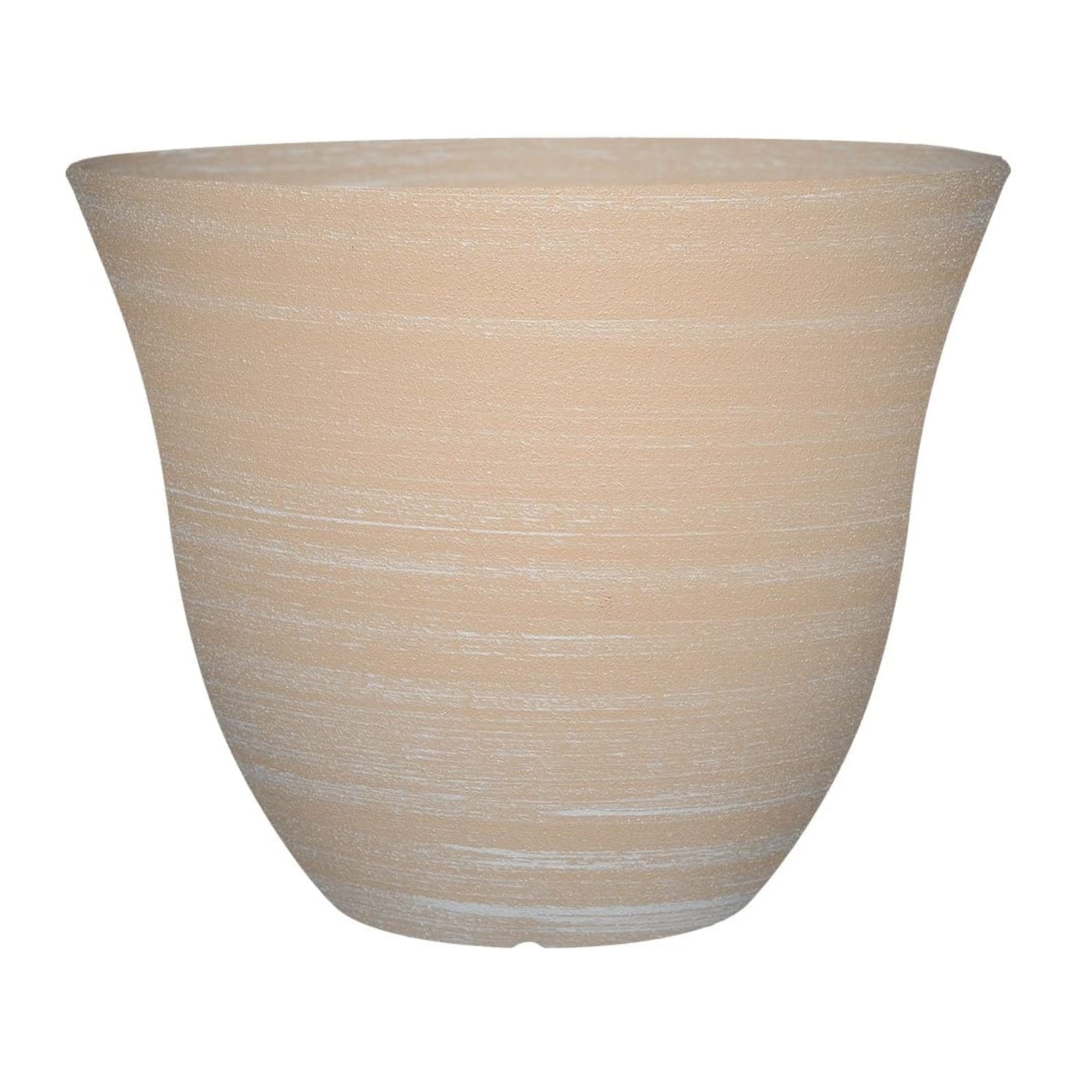 Beige 13-Inch Resin Indoor/Outdoor Round Planter