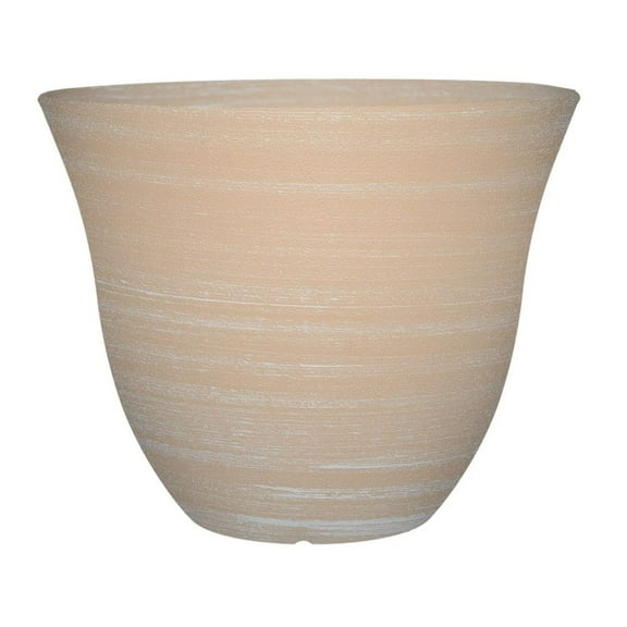 Classic Home and Garden Indoor/Outdoor Round Honeysuckle Resin Flower Pot Planter, Beige, 13"