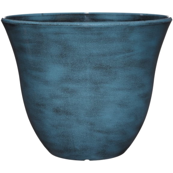 Classic Home and Garden Indoor/Outdoor Round Honeysuckle Resin Flower Pot Planter, Blue Jean, 13"