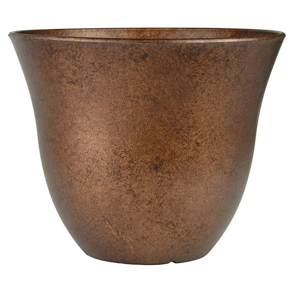 Classic Home and Garden Indoor/Outdoor Round Honeysuckle Resin Flower Pot Planter, Copper, 15"