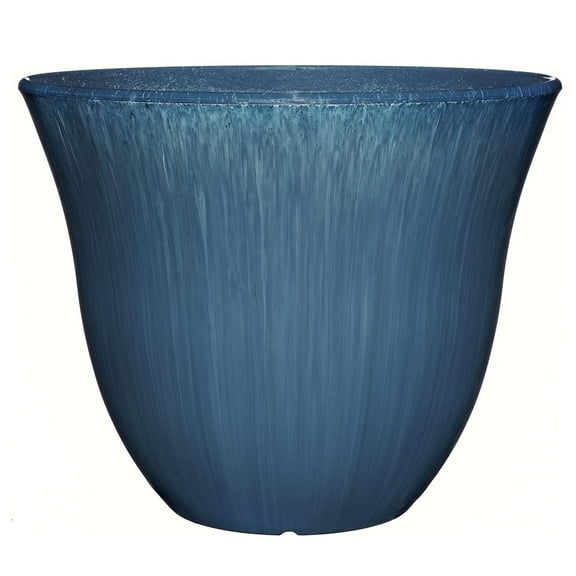 Classic Home and Garden Indoor/Outdoor Round Honeysuckle Resin Flower Pot Planter, Ocean Blue, 13"