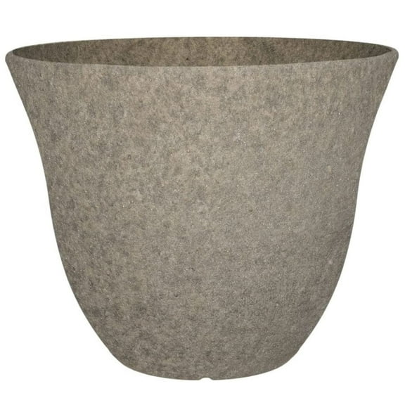 Classic Home and Garden Indoor/Outdoor Round Honeysuckle Resin Flower Pot Planter, Stone Grey, 15"