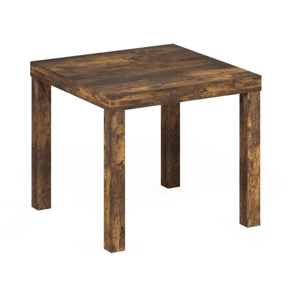 Classic Homey Square Side Table With Shelf, Amber Pine