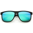 thumbnail image 1 of Classic Horn Rimmed Sunglasses With Square Color Mirror Flat Lens 56mm (Matte Black / Green Mirror), 1 of 4