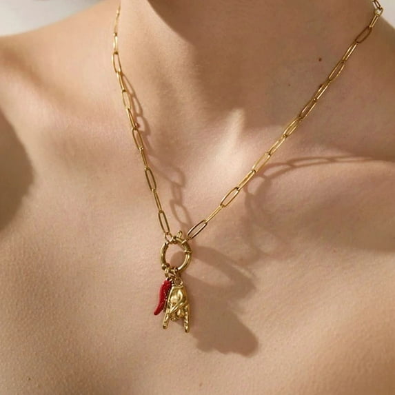 Classic Horn Sacred Heart Detachable Pendant Necklace For Women