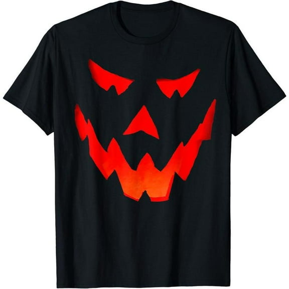 Classic - Horror Graphic Tee,Tops Has Bold “‘Pumpkin’ Text & Face Pattern” Design,Round Neck Regular Fit T - shirts, Size(S - 5XL)