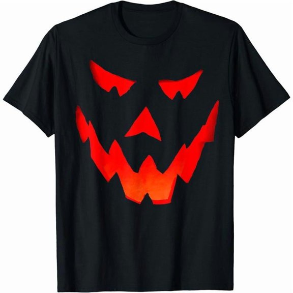 Classic - Horror Graphic Tee,Tops Has Bold “‘Pumpkin’ Text & Face Pattern” Design,Round Neck Regular Fit T - shirts, Size(S - 5XL)