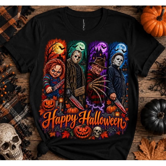 Classic Horror Icons Happy Halloween T-Shirt - Walmart.com
