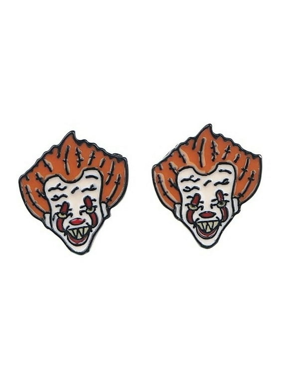Classic Horror Movie It Pennywise Character Face Metal Stud Earrings