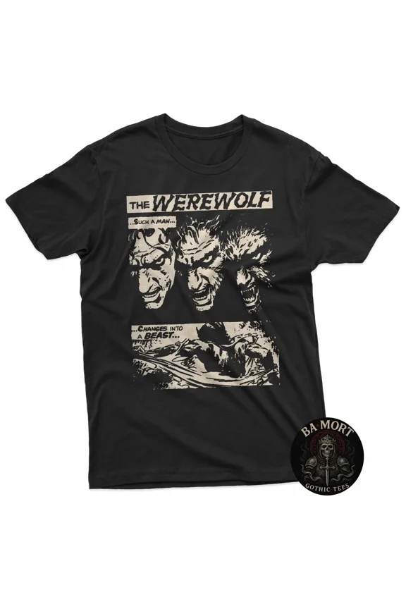 Classic Horror Movie Monster Horror Comic Werewolf Man Wolf T-Shirt