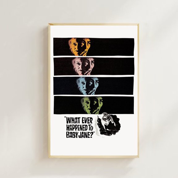 Classic Horror Movie Star Sisters Decay Mansion Staircase Portrait Wall Art, Unframed Poster