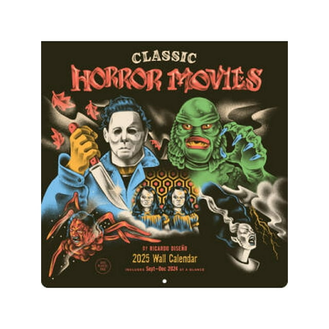 Classic Horror Movies 2025 Wall Calendar